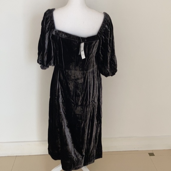 J Crew Puff-sleeve velvet fall winter holiday christmas party dress in black - Picture 5 of 8